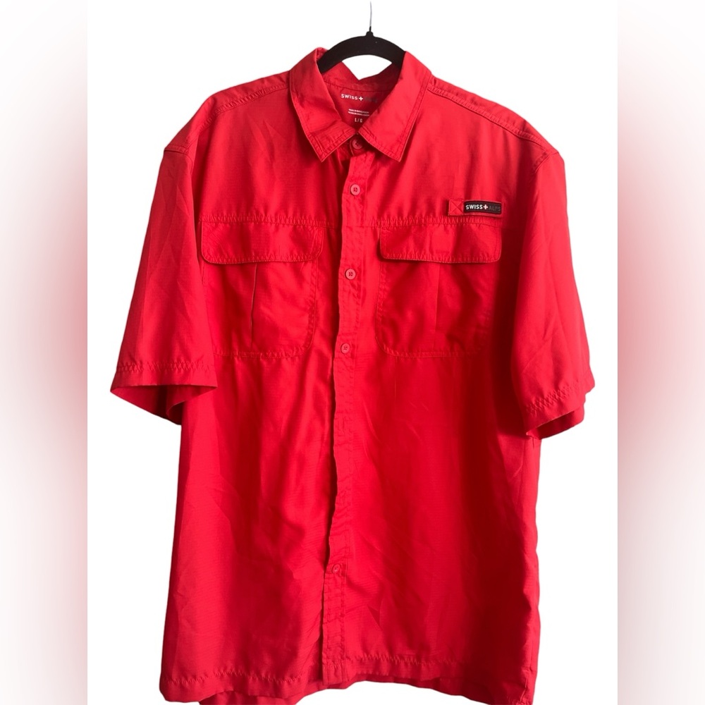 Swiss+ALPS Shirt Mens Size L Outdoors Camping Fish Gear Angler Fit Vented